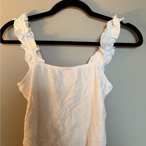 White Ruffled Strap Top